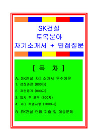 [추천][합격 자기소개서] 2019 SK건설 토목분야(토목시공부서) 합격자기소개서, SK건설 합격자소서, 면접족보