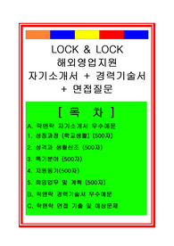 [추천][합격 자기소개서] 2019 락앤락 해외영업직 합격자기소개서, 해외영업 합격자소서, 경력기술서, 면접후기