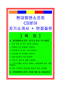 [추천][합격 자기소개서] 2019 현대엠엔소프트 CS분야(SI분야) 자기소개서, SI분야 합격자기소개서, 면접족보