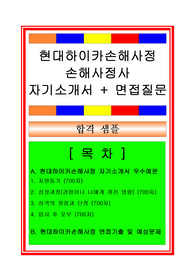[추천][합격 자기소개서] 2020 현대하이카 손해사정사(보상직) 자기소개서, 손해사정사 합격자소서, 면접족보