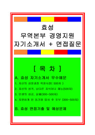 [추천][합격 자기소개서] 2020 효성 무역본부 경영지원/경영팀 합격자기소개서, 경영지원 합격자소서, 면접족보