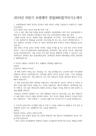 2014년 하반기 보령제약 영업(MR)합격자기소개서, 보령제약 MR 합격자소서