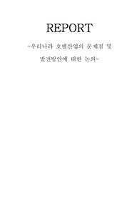 우리나라 호텔산업의 문제점 및 발전방안에 대한 논의