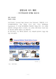 &lt;MD&gt; 사드(THAAD)배치의 문제점과 그에 따른 한반도의 정세를 중심으로