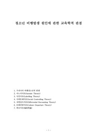 청소년 비행발생 원인에 관한 교육학적 관점