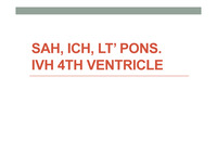 SAH, ICH, Lt’ Pons. IVH 4th ventricle ICU 파이날