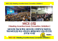MICE산업 ( Meeting, Incentive travel, Convention, Exhibition ) - MICE산업 개념 및 특성, MICE산업 시장동향 및 파급효과, 해외 MICE산업 육성 사례 분석, 글로벌 MICE 산업시장 전망, 요약 및 시사점