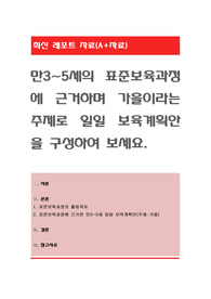 만3~5세의 표준보육과정에 근거하며 가을이라는 주제로 일일 보육계획안을 구성하여 보세요