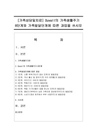 [가족상담및치료] Duvall의 가족생활주기 8단계와 가족발달단계에 따른 과업을 쓰시오