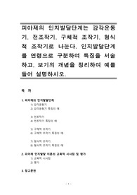[영아발달]피아제의 인지발달단계는 감각운동기, 전조작기, 구체적 조작기, 형식적 조작기로 나눈다. 인지발달단계를 연령으로 구분하여 특징을 서술하고, 보기의 개념을 정리하여 예를 들어 설명하시오.