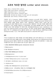 요추부 척추관 협착증 spinal stenosis 질병 연구