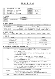 프로그래머 입사지원서(이력서 + 자기소개서)