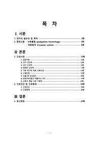 모성간호학 case study/산후출혈/산후출혈 간화과/산후출혈 문헌고찰/산후출혈 간호진단/제왕절개 문헌고찰/제왕절개 간호과정/c-sec/교수님께서 top3안에 뽑은 2015년 최신 자료입니다.