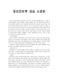 정신간호,정신간호실습,소감문