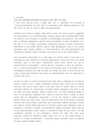 THE RELATIONSHIP BETWEEN GLOBALIZATION AND CULTURE