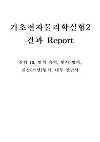 10장 결과 - 기초물리학실험 2. 빛의 속력, 반사 법칙, 굴절(스넬)법칙, 내부 전반사