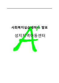 [A+프리미엄자료]성지지역아동센터현장실습보고서