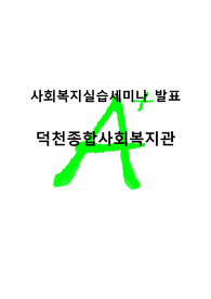 [A+프리미엄자료] 덕천사회복지관현장실습보고서
