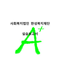 [A+ 프리미엄자료] 사회복지법인 한성복지재단
