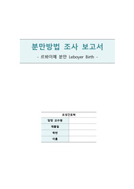 모성간호학 르봐이예 분만법 레포트, 르봐이예 적용 원리 및 분만 과정 간호