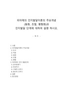 피아제의 인지발달이론의 주요개념(동화, 조절, 평형화)과 인지발달 단계에 대하여 설명 하시오.