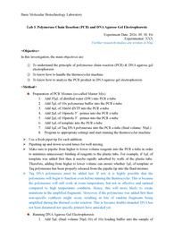 분자생물학기초실험/분자생명공학기초실험 3주차: Polymerase Chain Reaction (PCR) and DNA Agarose Gel Electrophoresis [A+ 리포트]