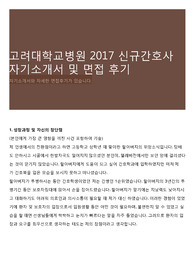 고려대학교병원 2017 신규간호사 자기소개서 및 면접 후기