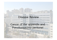 충수돌기(맹장)의 암(악성종양)과 복막의 가성점액종 Cancer of the appendix and Pseudomyxoma peritonei