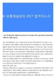 kt 유통채널관리 2017 합격자소서