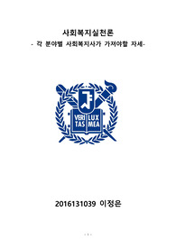 [보고서] 각 분야별 사회복지사가 가져야할 자세