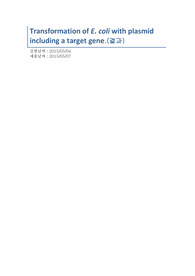 Transformation of E. coli with plasmid including a target gene 예비레포트