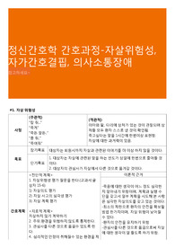 정신간호학 간호과정-자살위험성, 자가간호결핍, 의사소통장애
