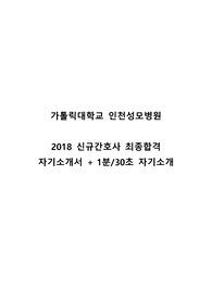 가톨릭대학교 인천성모병원 2018 신규간호사 최종합격 자기소개서 + 1분 자기소개 / 가톨릭대학교 인천성모병원 신규간호사 자기소개서 / 간호사 자기소개서 / 간호사 1분 자기소개 / 가톨릭대학교 인천성모병원 / 인천성모병원 / 간호사 / 취업