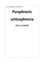 편집성 정신분열병(paranoid Schizophrenia)간호과정, 간호과정1개, 간호진단3개