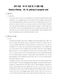 [전기화학실험] 전기 도금  Ni Cr 도금 및 그 성질 시험