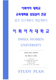 [A+]이화여자대학교 이화여자대학원 교육대학원 상담심리전공 연구계획서 학업계획서(실제합격 논문 임상 연구계획서 학업계획서)
