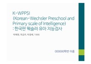 K-WPPSI/한국 웩슬러 유아지능검사/진단평가/임상심리/IQ검사