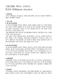 양극성장애 케이스스터디, 양극성장애 간호과정, 양극성장애 사례, 실패 의식과 관련된 자살위험성, 실패 의식과 관련된 만성적 자존감 저하, 대응기술 부족과 관련된 비효과적 대처