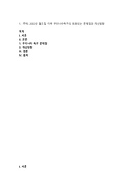 2002년 월드컵 이후 우리나라축구의 퇴화되는 문제점과 개선방향