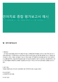 언어치료 종합 평가보고서 예시