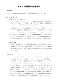 [분자생물학실험]E.coli 에서의 GFP발현 유도