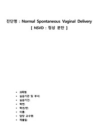 (NSVD)여성간호학,여성건강간호학 자연분만 간호진단2개, 간호과정2개. 교수님께 칭찬받은 케이스입니다.