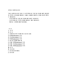 사회복지조사의 유형 중 조사목적에 따른 유형 세 가지에 대한 개념정의와 각각의 조사유형에 해당하는 사례를 교재에서 제시한 것 외에 자신의 생각으로 제시하시오.