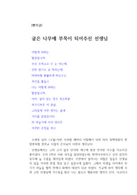 [스승의 날 편지글][존경하는 선생님께][존경하는 은사님께] 아, 굽은 나무에 부목이 되어주신 선생님!