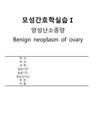 모성간호학실습 양성난소종양 영양불균형, 감염의 위험 A+ 간호과정