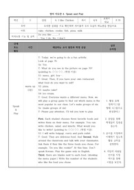 &lt;Speak and Play&gt; 영어과교육 교수학습지도안