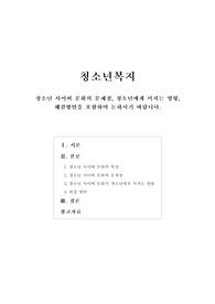 [청소년복지]청소년 사이버 문화의 문제점, 청소년에게 미치는 영향, 해결방안을 포하마여 논하시기 바랍니다.