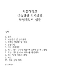 서울대학교 미술경영 석사과정 학업계획서 샘플