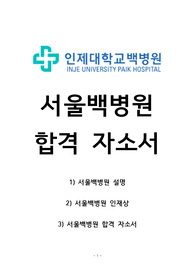 서울백병원 졸예전형 간호사 합격 자소서 자료