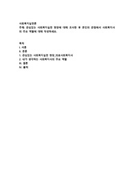 관심있는 사회복지실천 현장에 대해 조사한 후 본인의 관점에서 사회복지사의 주요 역할에 대해2